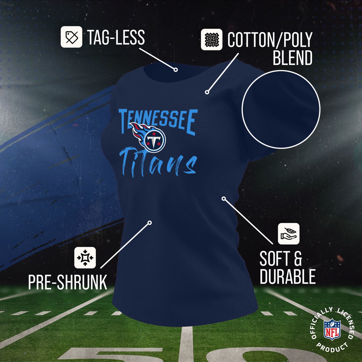 Tennessee Titans NFL Women's Paintbrush Fitted T-Shirt - Navy