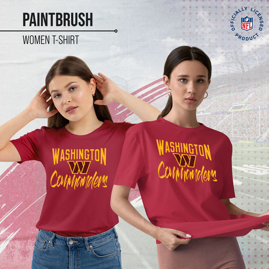Washington Commanders NFL Women's Paintbrush Fitted T-Shirt - Maroon