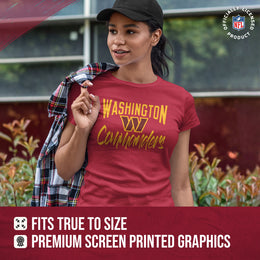 Washington Commanders NFL Women's Paintbrush Fitted T-Shirt - Maroon