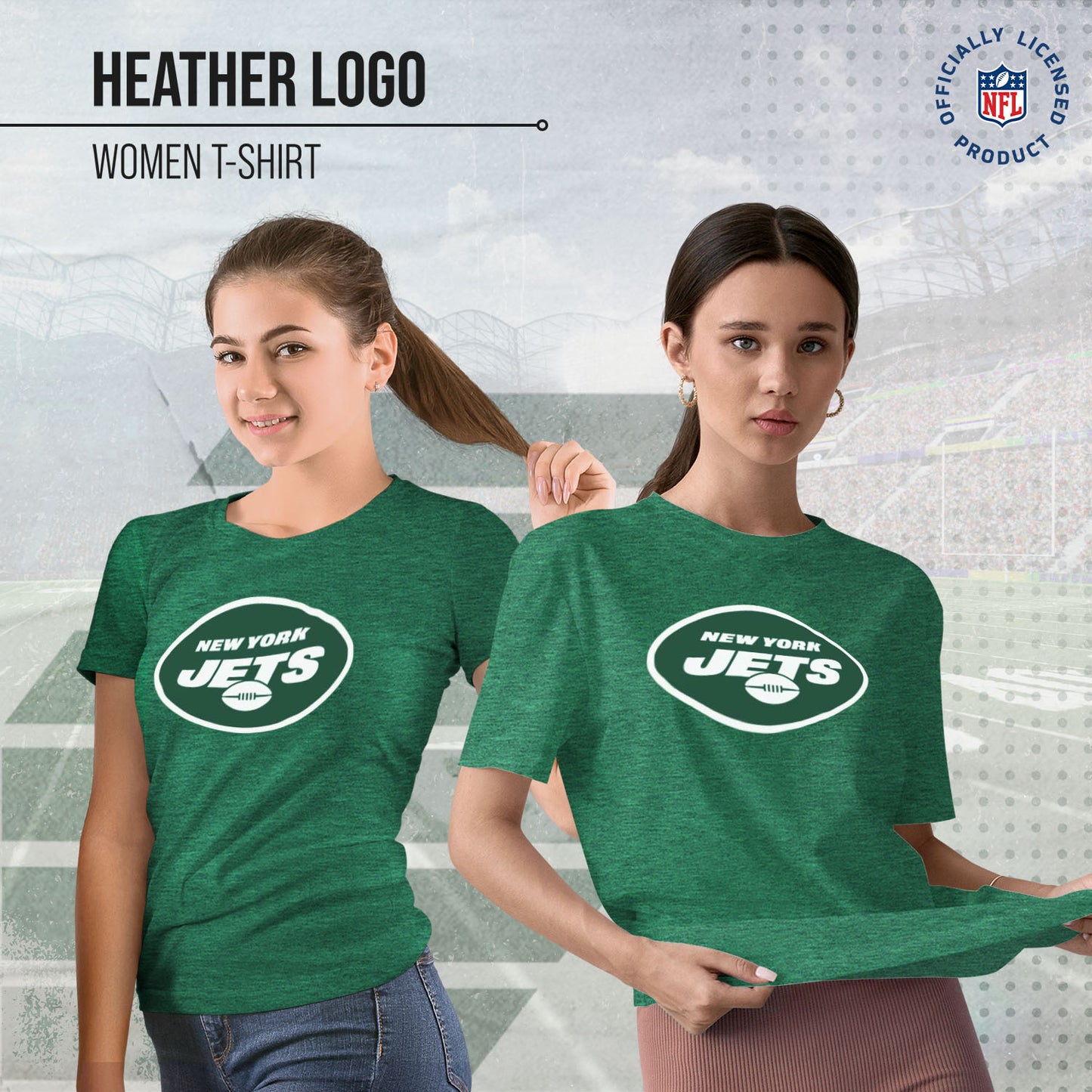 New York Jets NFL Womens Heather Logo Relaxed Fit T-Shirt - Green