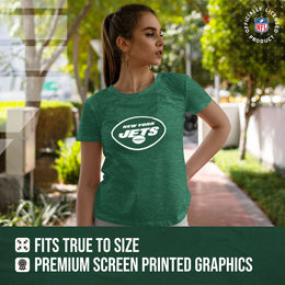 New York Jets NFL Womens Heather Logo Relaxed Fit T-Shirt - Green