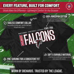 Atlanta Falcons NFL Youth Modern Endzone Football T-Shirt Unisex Tag Free Comfortable - Black