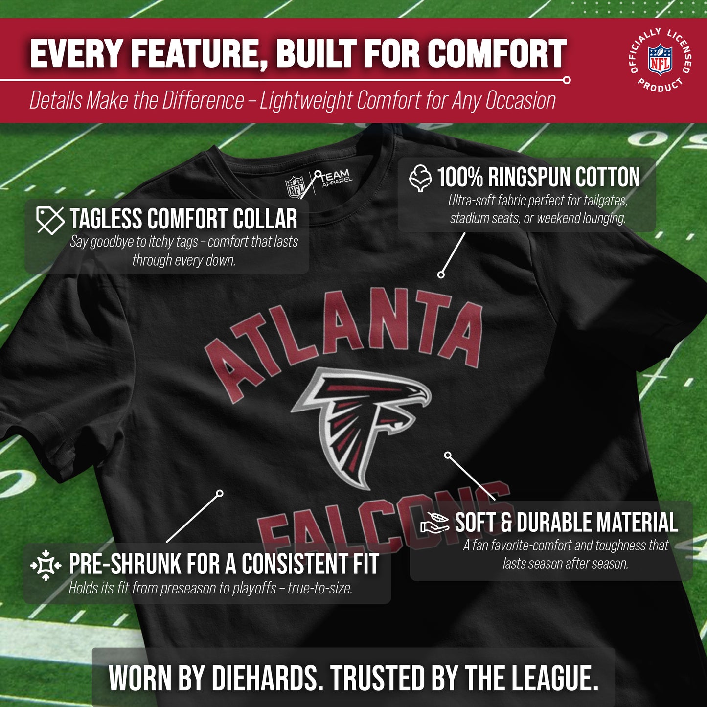 Atlanta Falcons NFL Adult Gameday T-Shirt - Black