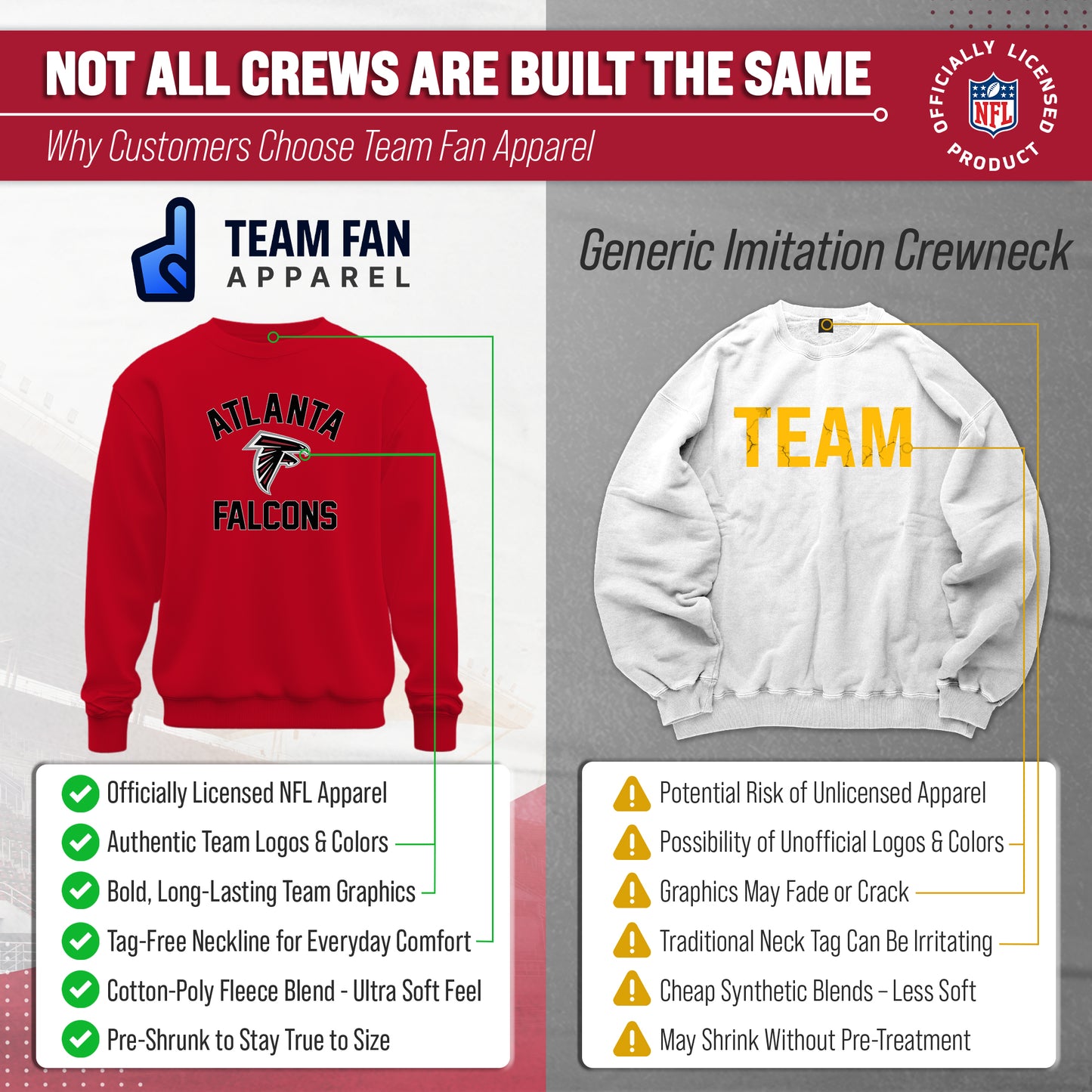 Atlanta Falcons NFL Adult Gameday Football Crewneck Sweatshirt - Red