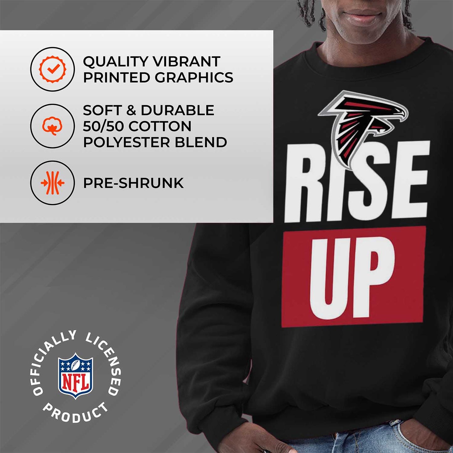 Atlanta Falcons NFL Adult Slogan Crewneck Sweatshirt - Black