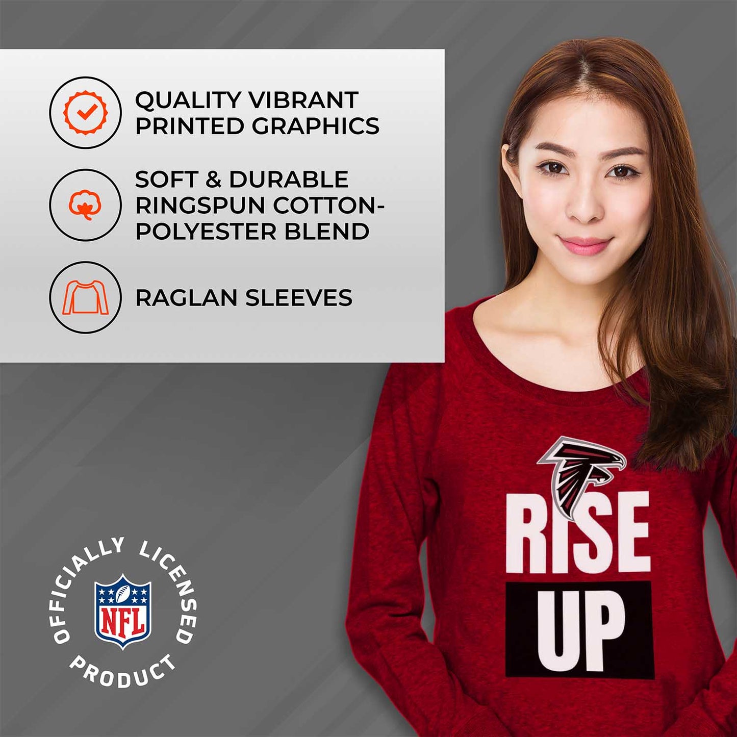 Atlanta Falcons NFL Womens Team Slogan Crew Neck - Red