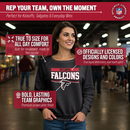Atlanta Falcons NFL Womens Charcoal Crew Neck Football Apparel - Charcoal