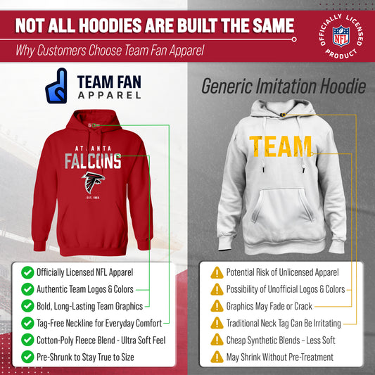 Atlanta Falcons Adult NFL Diagonal Fade Fleece Hooded Sweatshirt - Red