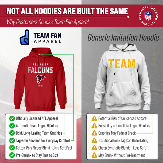 Atlanta Falcons Adult NFL Diagonal Fade Fleece Hooded Sweatshirt - Red