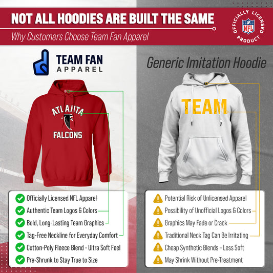 Atlanta Falcons NFL Adult Unisex Retro Gameday Ultra Soft Fleece Hooded Sweatshirt - Red