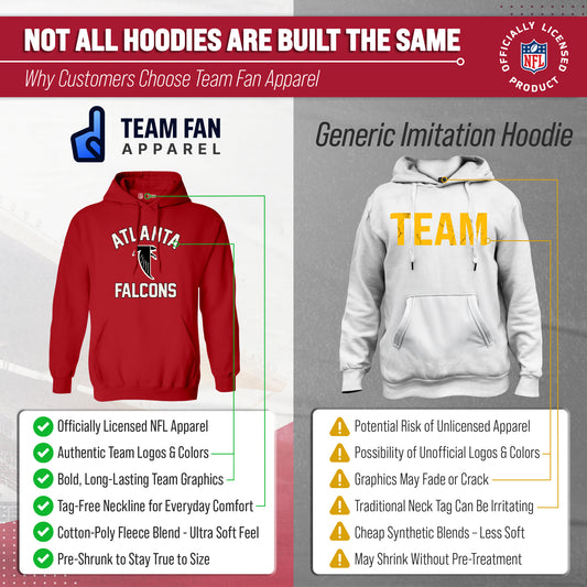 Atlanta Falcons NFL Adult Unisex Retro Gameday Ultra Soft Fleece Hooded Sweatshirt - Red