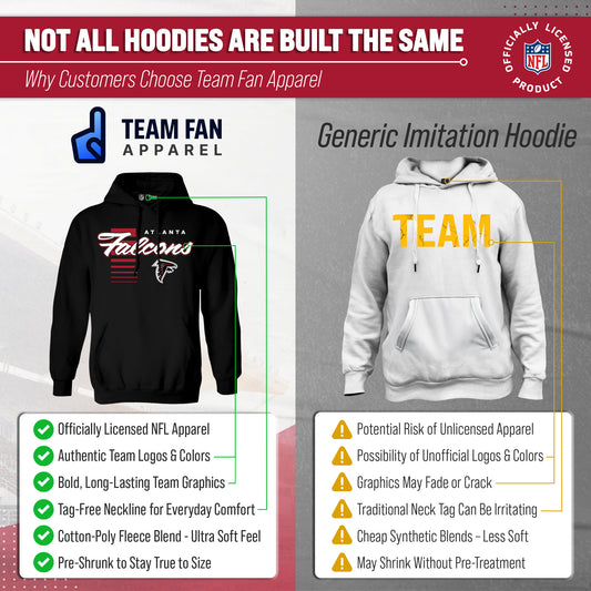 Atlanta Falcons NFL Adult Unisex Retro Script Ultra Soft Fleece Hooded Sweatshirt - Black
