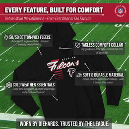 Atlanta Falcons NFL Adult Unisex Retro Script Ultra Soft Fleece Hooded Sweatshirt - Black