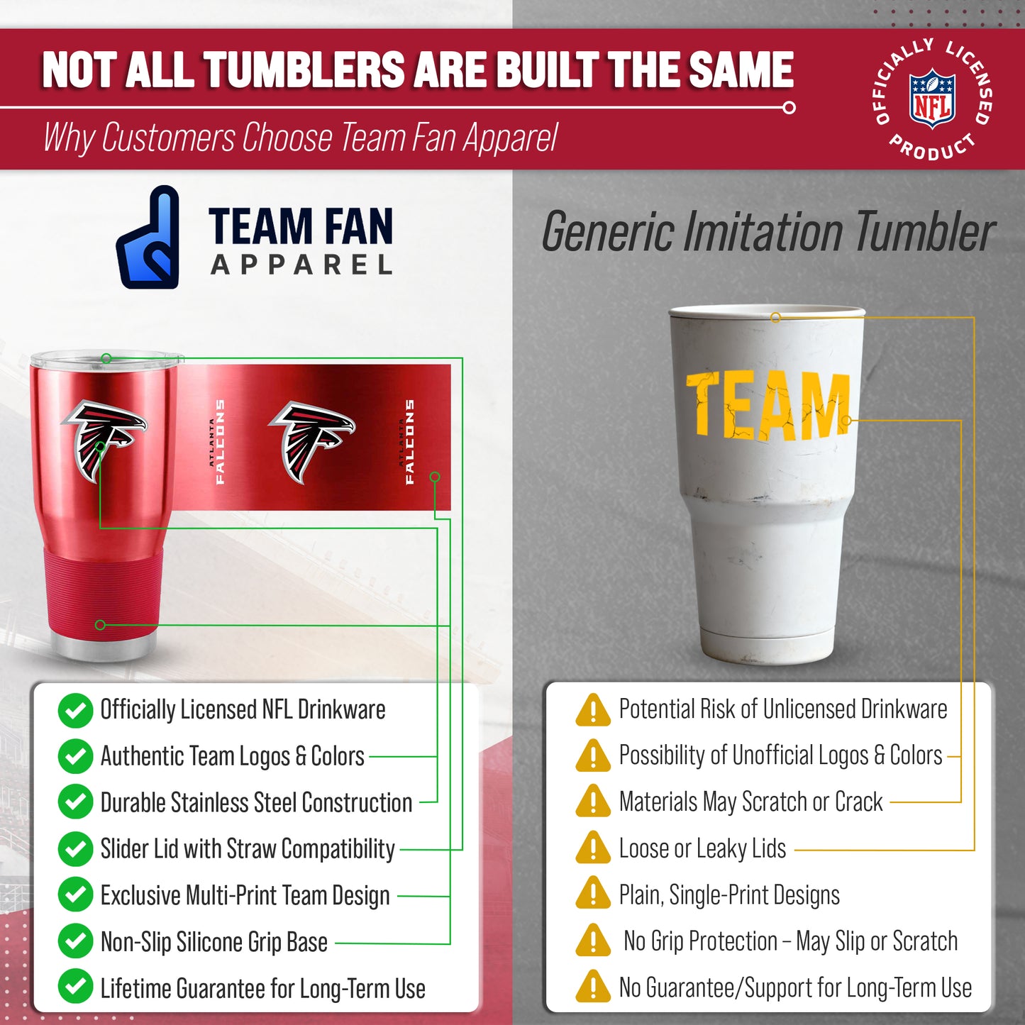 Atlanta Falcons NFL 30oz Gameday Stainless Steel Tumbler - Red