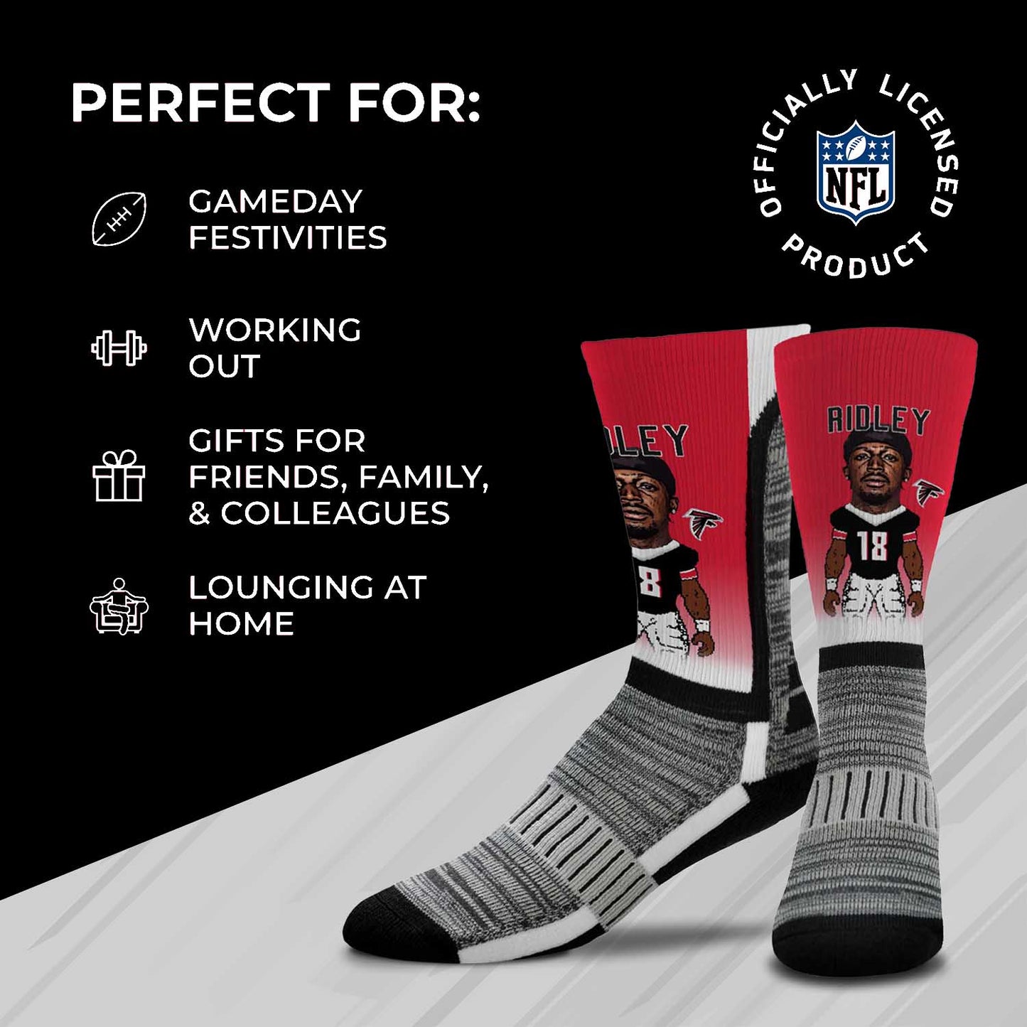 Atlanta Falcons FBF NFL Youth V Curve MVP Calvin Ridley Player Crew Socks - Red