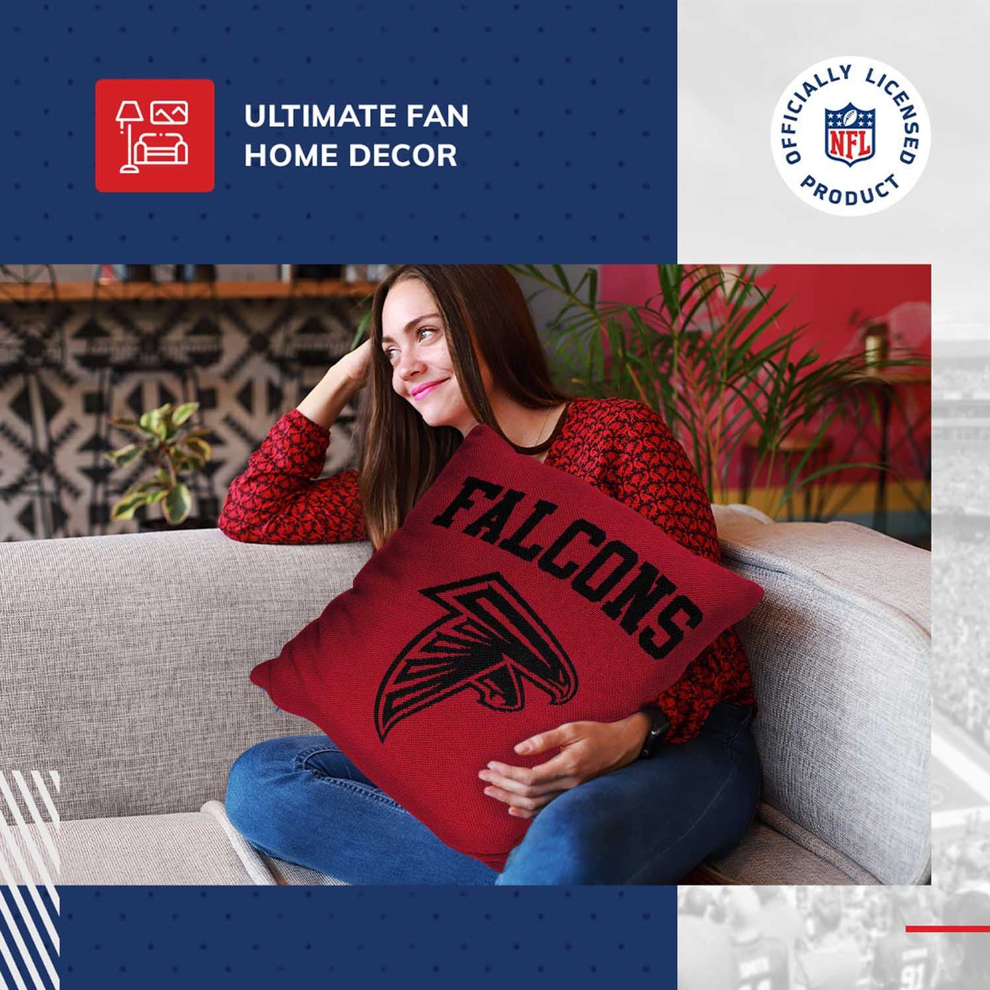 Atlanta Falcons NFL Decorative Football Throw Pillow - Red