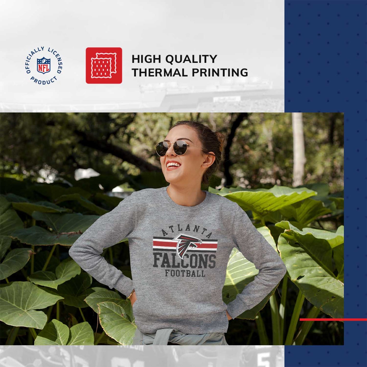 Atlanta Falcons NFL Team Stripe Crew Sweatshirt - Sport Gray