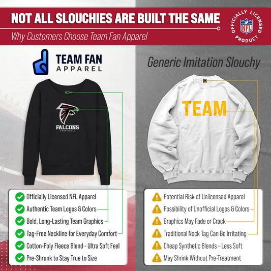 Atlanta Falcons Women's NFL Ultimate Fan Logo Slouchy Crewneck -Tagless Fleece Lightweight Pullover - Charcoal