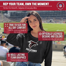 Atlanta Falcons Women's NFL Ultimate Fan Logo Slouchy Crewneck -Tagless Fleece Lightweight Pullover - Charcoal