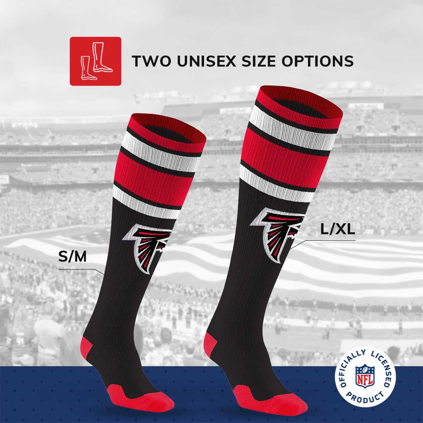 Atlanta Falcons NFL Adult Knee High-Performance Socks - Black