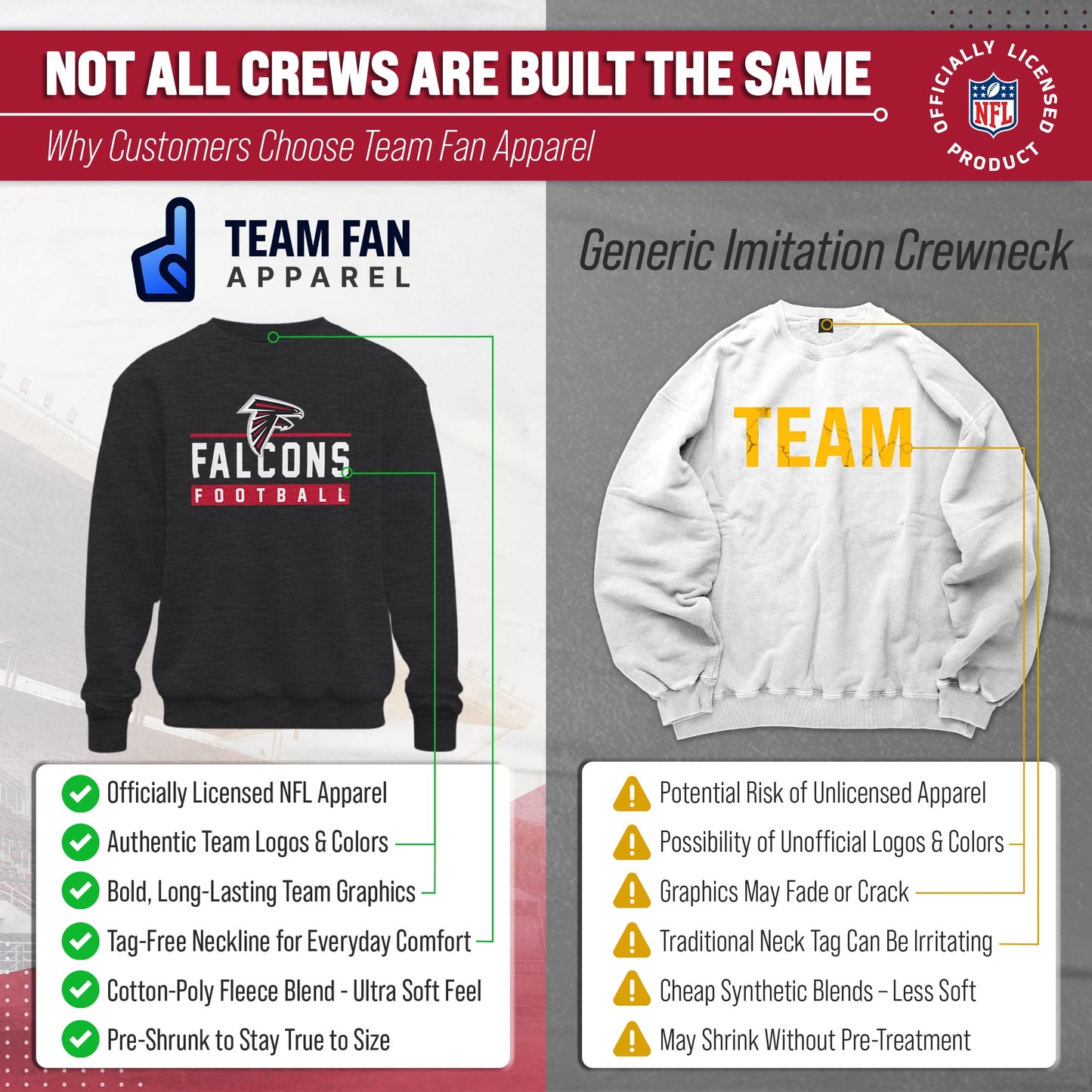 Atlanta Falcons NFL Adult True Fan Crewneck Sweatshirt - Charcoal
