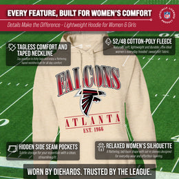 Atlanta Falcons Ladies NFL Starstruck Fleece Pullover Hooded Sweatshirt - Cream