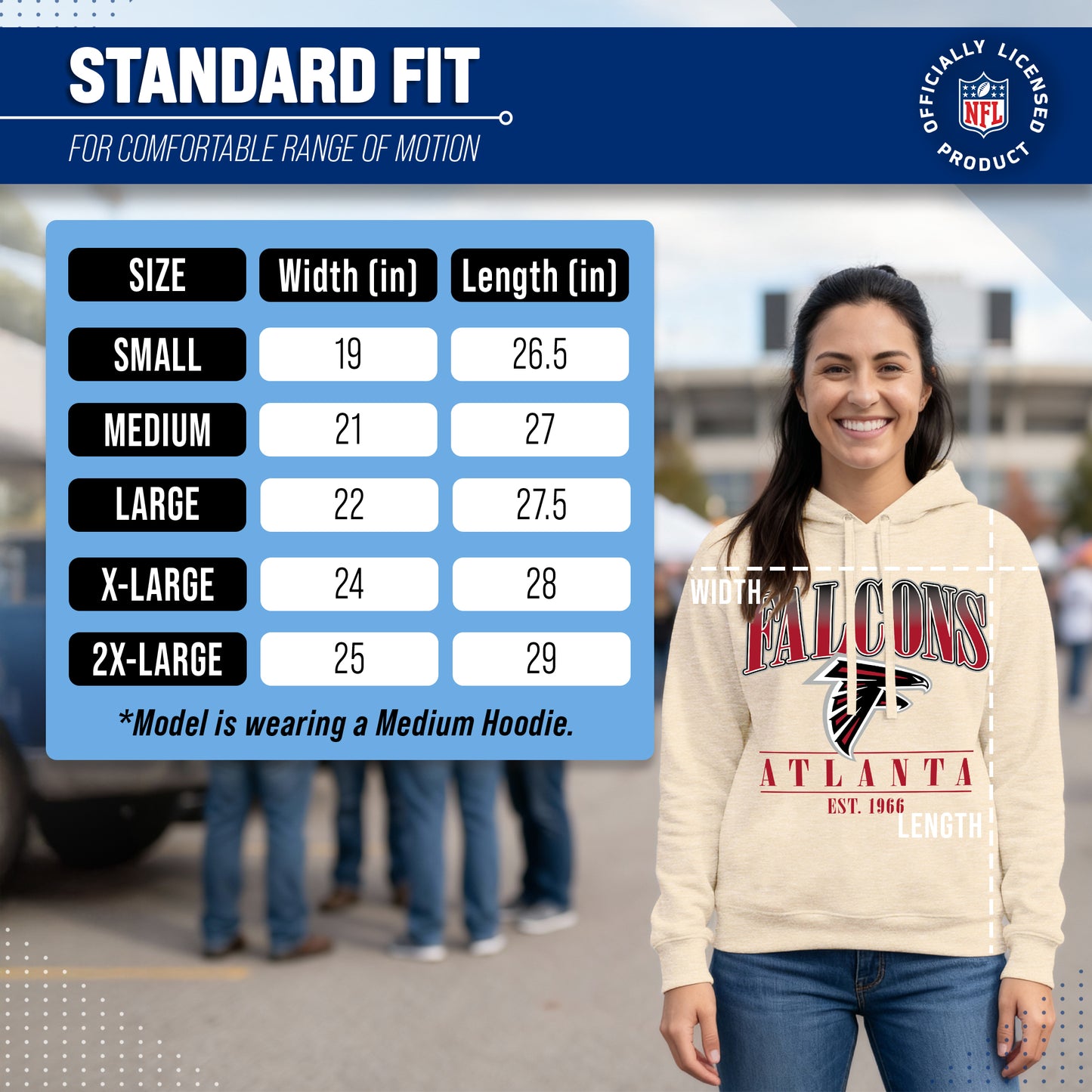 Atlanta Falcons Ladies NFL Starstruck Fleece Pullover Hooded Sweatshirt - Cream