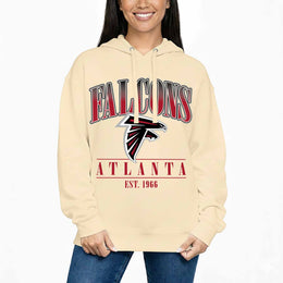 Atlanta Falcons Ladies NFL Starstruck Fleece Pullover Hooded Sweatshirt - Cream