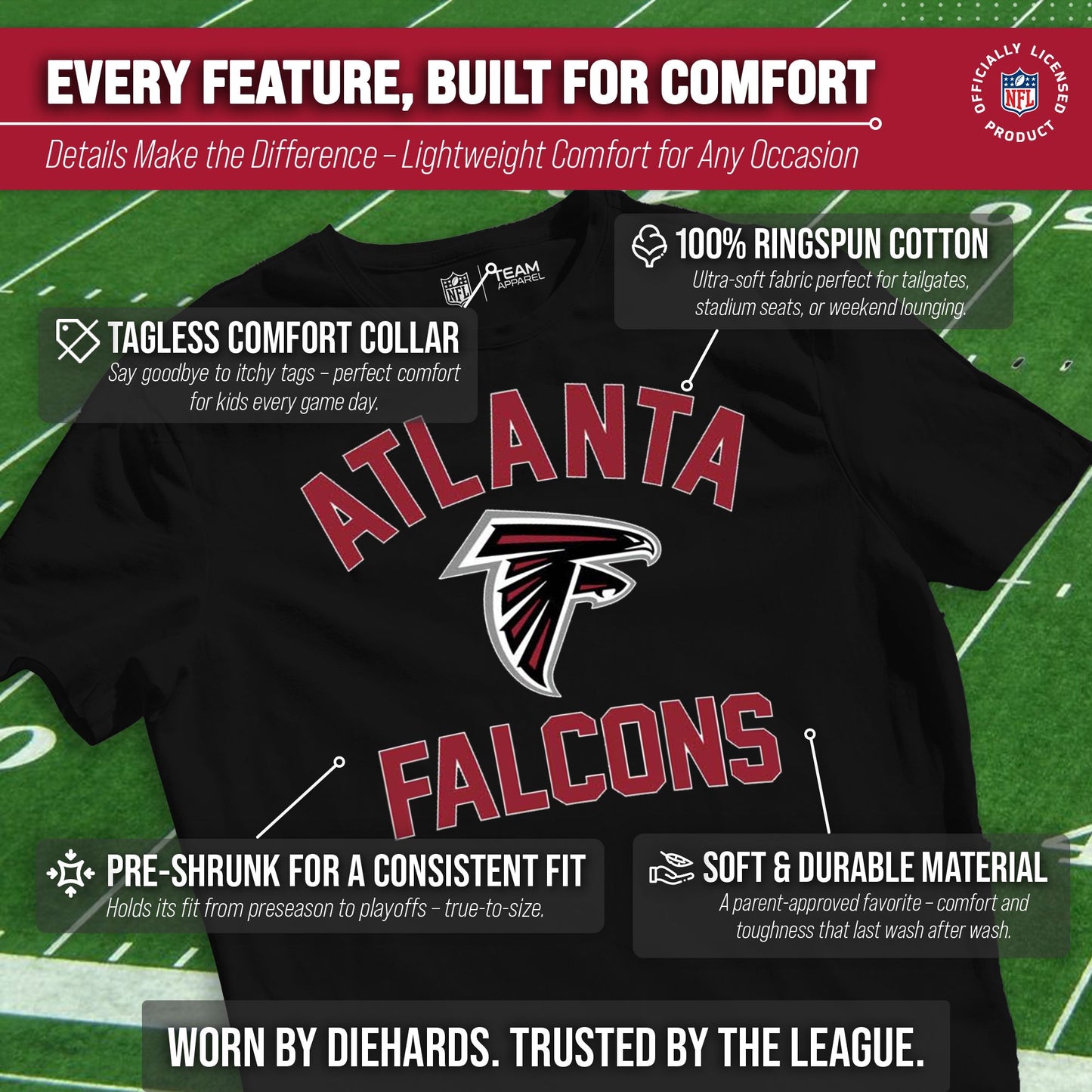 Atlanta Falcons NFL Youth Gameday Football T-Shirt - Black
