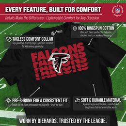 Atlanta Falcons NFL Youth Repeating Logo Football T-Shirt Unisex Tag Free Comfortable - Black
