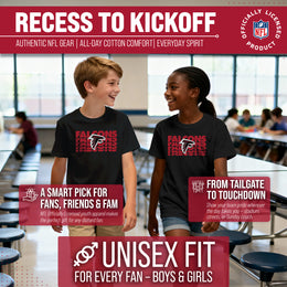 Atlanta Falcons NFL Youth Repeating Logo Football T-Shirt Unisex Tag Free Comfortable - Black