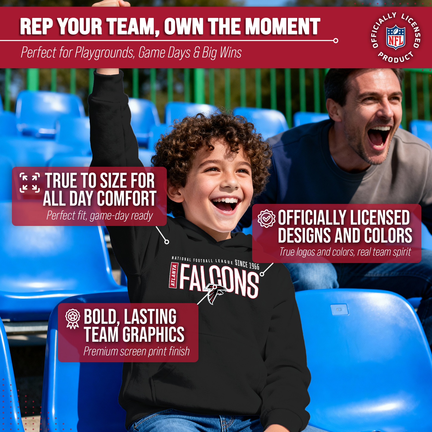 Atlanta Falcons NFL Youth Modern Endzone Football Fleece Hooded Sweatshirt - Black