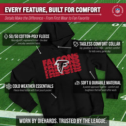 Atlanta Falcons NFL Youth Repeating Logo Football Fleece Hooded Sweatshirt - Black