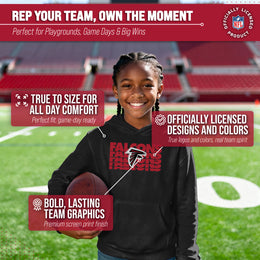 Atlanta Falcons NFL Youth Repeating Logo Football Fleece Hooded Sweatshirt - Black