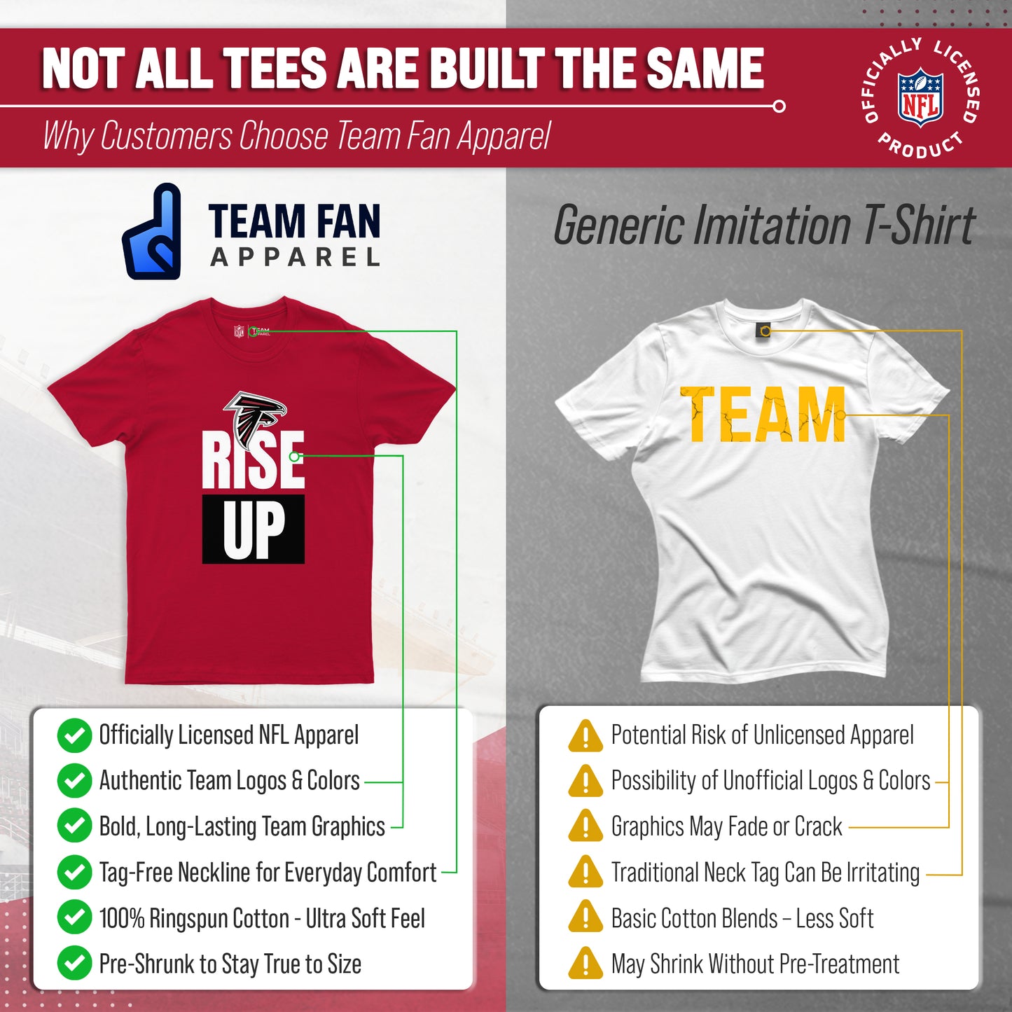 Atlanta Falcons NFL Adult Team Slogan Unisex T-Shirt - Red