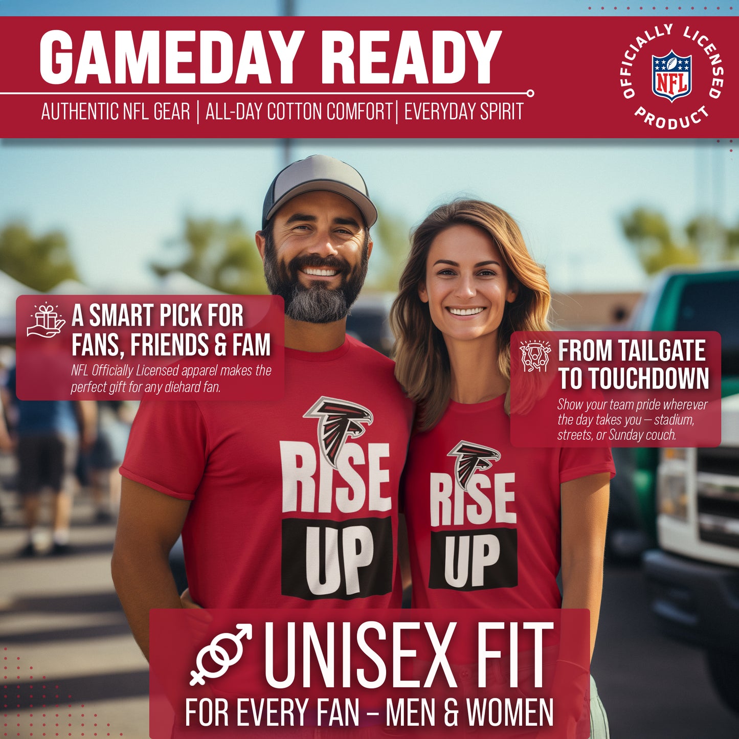 Atlanta Falcons NFL Adult Team Slogan Unisex T-Shirt - Red