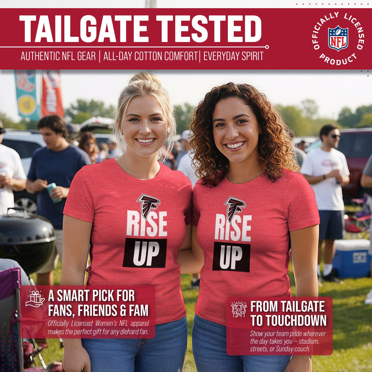 Atlanta Falcons NFL Womens Team Slogan Short Sleeve Tshirt - Red