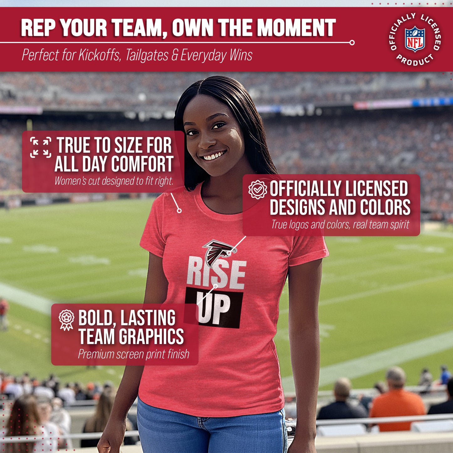 Atlanta Falcons NFL Womens Team Slogan Short Sleeve Tshirt - Red