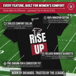 Atlanta Falcons NFL Womens Team Slogan Short Sleeve Tshirt - Black