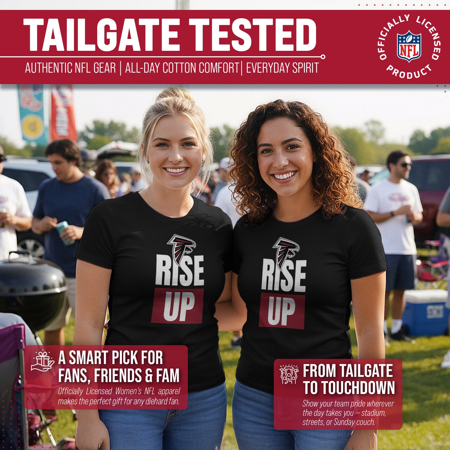 Atlanta Falcons NFL Womens Team Slogan Short Sleeve Tshirt - Black