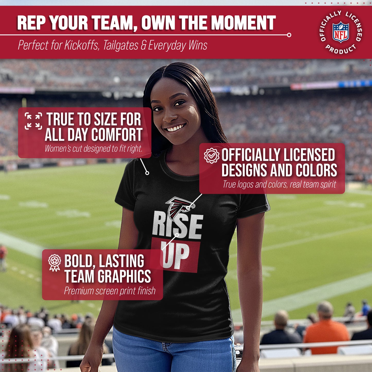 Atlanta Falcons NFL Womens Team Slogan Short Sleeve Tshirt - Black