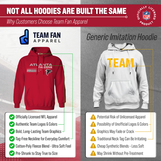 Atlanta Falcons Adult NFL Speed Stat Sheet Fleece Hooded Sweatshirt - Red