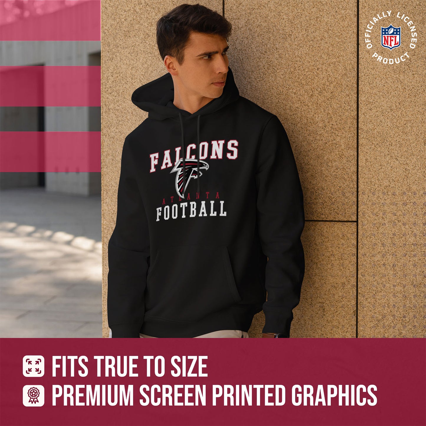 Atlanta Falcons NFL Core Fan Adult Hooded Sweatshirt - Black