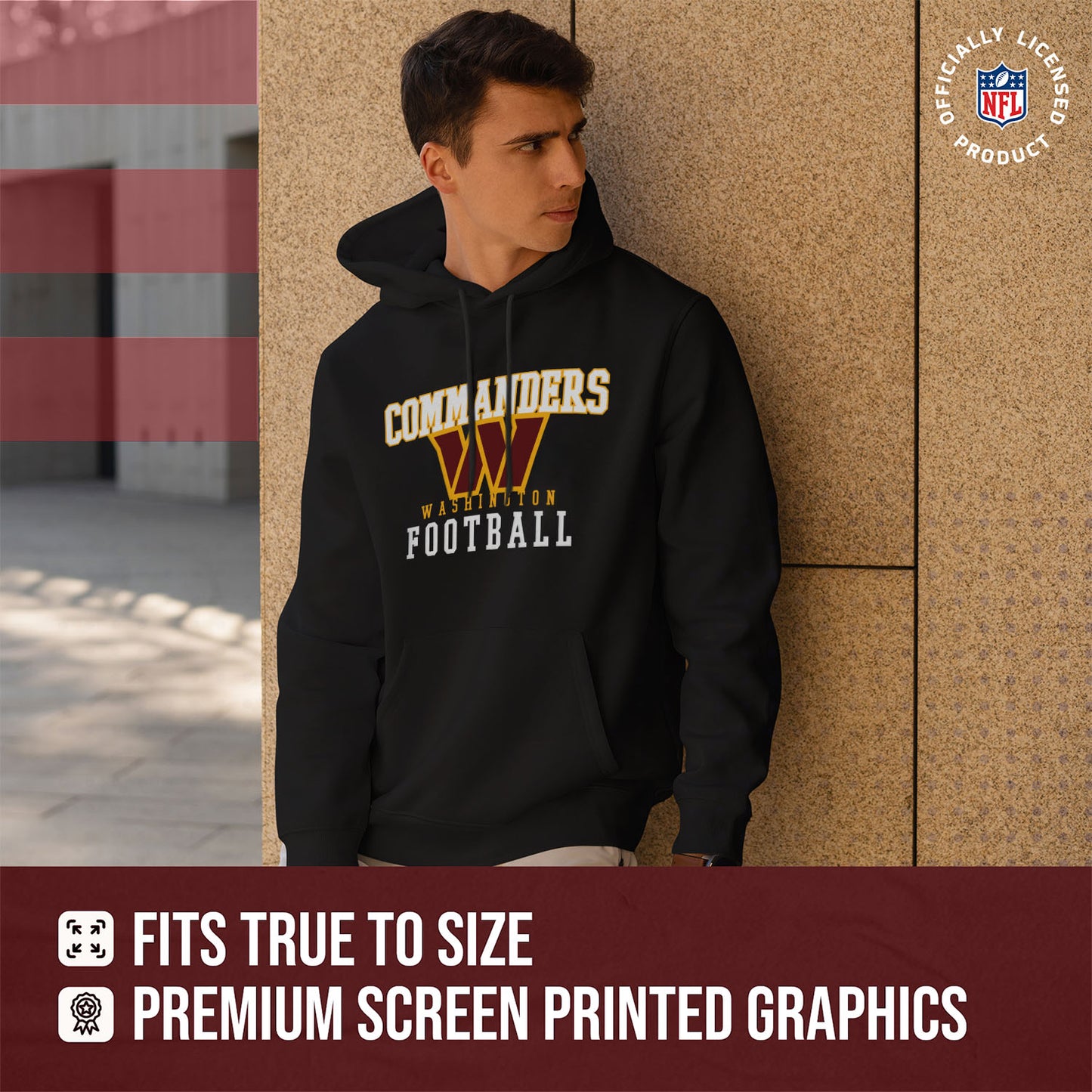 Washington Commanders NFL Core Fan Adult Hooded Sweatshirt - Black