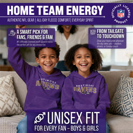 Baltimore Ravens NFL Youth Starting Fresh Hoodie- Pro Football Sweatshirt for Boys and Girls - Purple