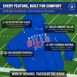 Buffalo Bills NFL Youth Starting Fresh Hoodie- Pro Football Sweatshirt for Boys and Girls - Royal