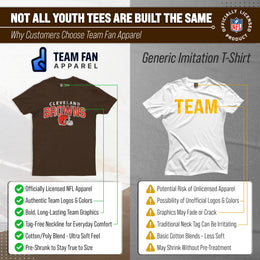 Cleveland Browns NFL Youth Starting Fresh Tee- Pro Football Heather T-Shirt For Boys & Girls - Brown
