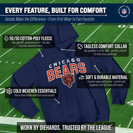 Chicago Bears NFL Youth Starting Fresh Hoodie- Pro Football Sweatshirt for Boys and Girls - Navy