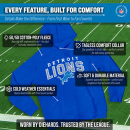 Detroit Lions NFL Youth Starting Fresh Hoodie- Pro Football Sweatshirt for Boys and Girls - Royal