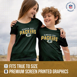Green Bay Packers NFL Youth Starting Fresh Tee- Pro Football Tag-Less T-Shirt For Boys & Girls - Green